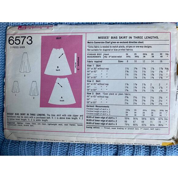 Simplicity 6573 pattern swing skirt maxi midi size 12 - Picture 3 of 5